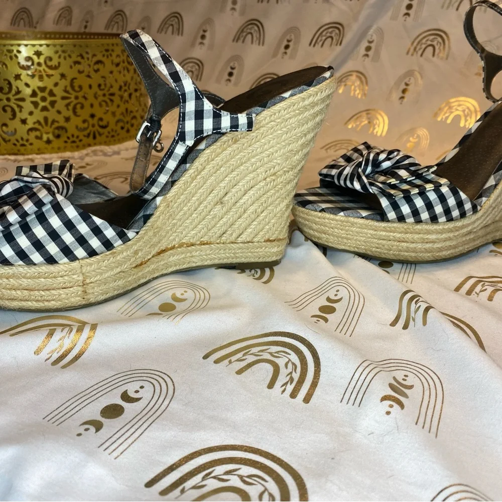 G by Guess Checkered Bow Sandals